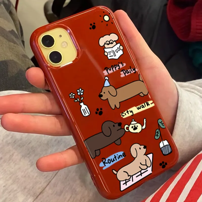 XIANGRIKE TPU Material Long Puppy Phone Case Compatible With IPhone 15/14 Plus/13/12/11/15 Pro Max/XS/XR/XS Max/8 Plus-4