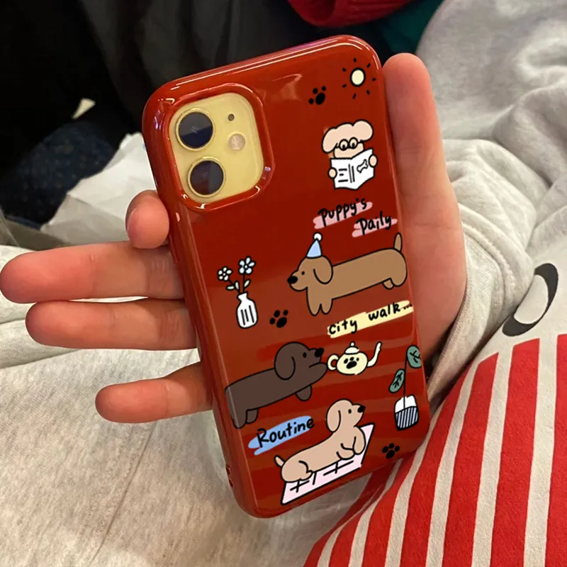 XIANGRIKE TPU Material Long Puppy Phone Case Compatible With IPhone 15/14 Plus/13/12/11/15 Pro Max/XS/XR/XS Max/8 Plus-2
