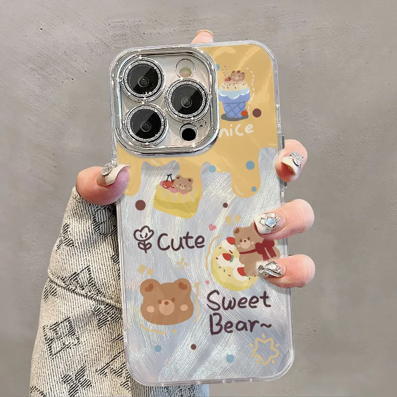 XIANGRIKE TPU Material Cheese Bear Phone Case Compatible With IPhone 15/14 Plus/13/12/11/15 Pro Max/XS/XR/XS Max/8 Plus-2