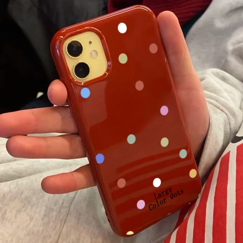 XIANGRIKE TPU Material Polka Dot Phone Case Compatible With IPhone 15/14 Plus/13/12/11/15 Pro Max/XS/XR/XS Max/8 Plus-1