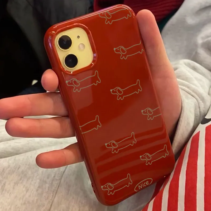 XIANGRIKE TPU Material Line Puppy Phone Case Compatible With IPhone 15/14 Plus/13/12/11/15 Pro Max/XS/XR/XS Max/8 Plus-1