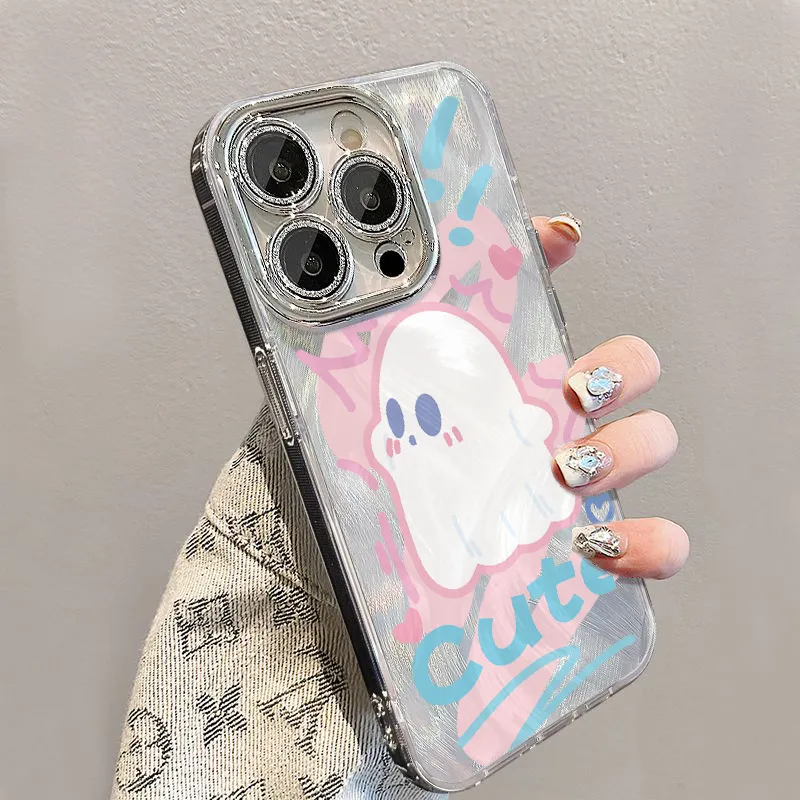 XIANGRIKE TPU Material Ghost Cute Phone Case Compatible With IPhone 15/14 Plus/13/12/11/15 Pro Max/XS/XR/XS Max/8 Plus-3