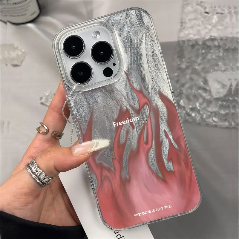 KESHIXIONG TPU Material Pink Flame Phone Case Compatible With IPhone 15/14 Plus/13/12/11/15 Pro Max/XS/XR/XS Max/8 Plus-1