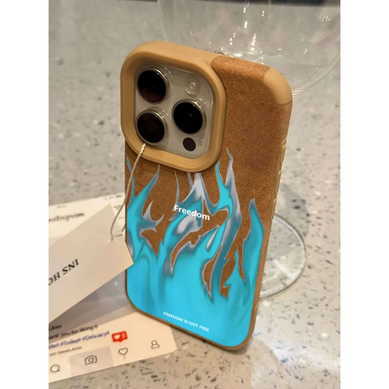 XIANGRIKE TPU Material Blue Flame Phone Case Compatible With IPhone 15/14 Plus/13/12/11/15 Pro Max/XS/XR/XS Max/8 Plus-2