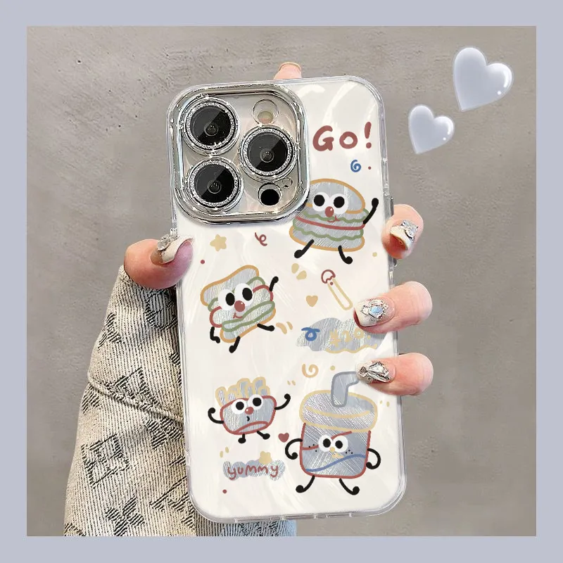 XIANGRIKE TPU Material Burger Man Phone Case Compatible With IPhone 15/14 Plus/13/12/11/15 Pro Max/XS/XR/XS Max/8 Plus-1
