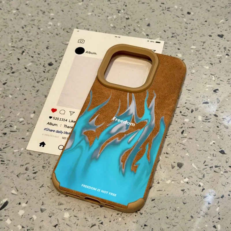 XIANGRIKE TPU Material Blue Flame Phone Case Compatible With IPhone 15/14 Plus/13/12/11/15 Pro Max/XS/XR/XS Max/8 Plus-3