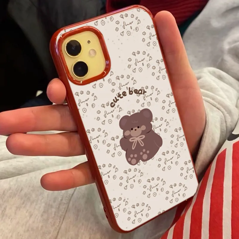 XIANGRIKE TPU Material A1409 Bear Phone Case Compatible With IPhone 15/14 Plus/13/12/11/15 Pro Max/XS/XR/XS Max/8 Plus-1