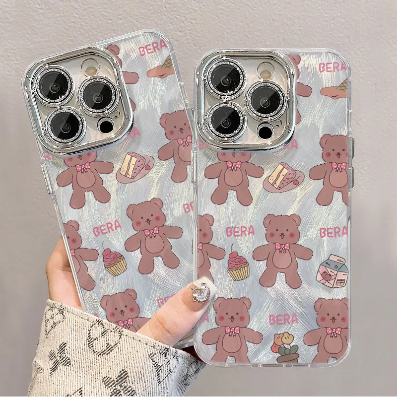 XIANGRIKE TPU Material Toy Bear Phone Case Compatible With IPhone 15/14 Plus/13/12/11/15 Pro Max/XS/XR/XS Max/8 Plus-5