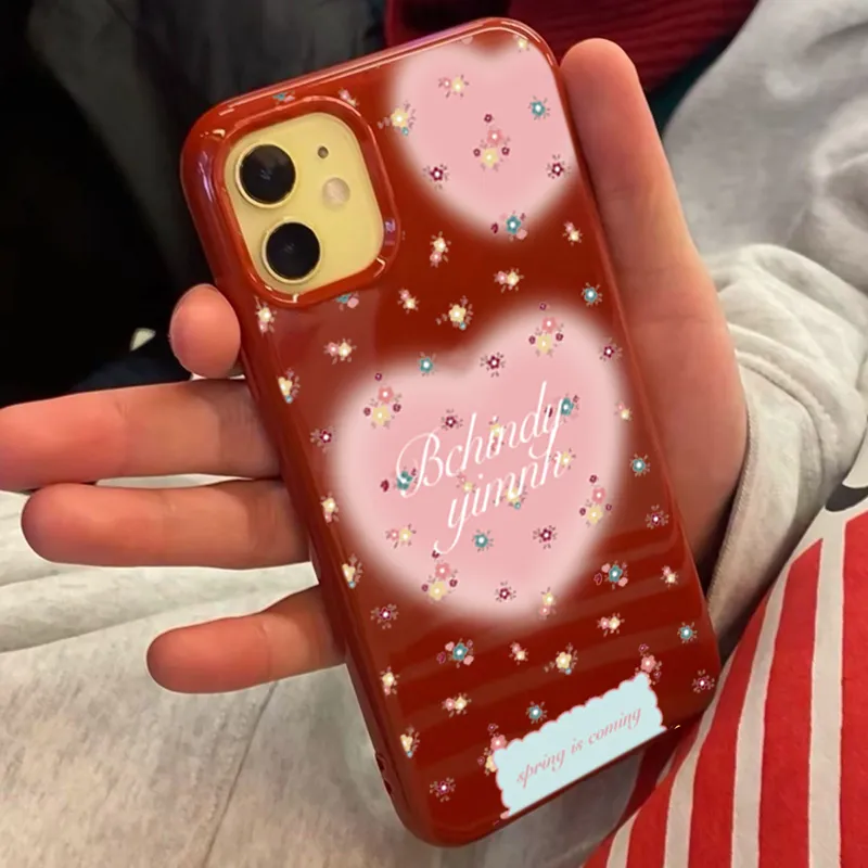 XIANGRIKE TPU Material Pink Heart Phone Case Compatible With IPhone 15/14 Plus/13/12/11/15 Pro Max/XS/XR/XS Max/8 Plus-1