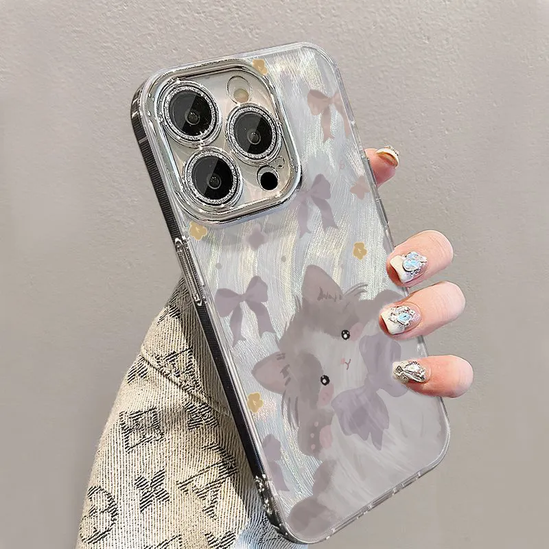 XIANGRIKE TPU Material Cute Kitten Phone Case Compatible With IPhone 15/14 Plus/13/12/11/15 Pro Max/XS/XR/XS Max/8 Plus-3