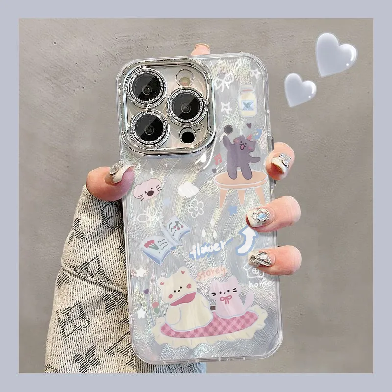 XIANGRIKE TPU Material Picnic Bear Phone Case Compatible With IPhone 15/14 Plus/13/12/11/15 Pro Max/XS/XR/XS Max/8 Plus-1