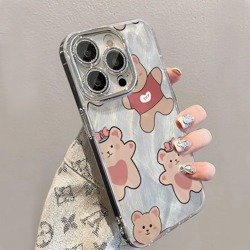 XIANGRIKE TPU Material Creamy Bear Phone Case Compatible With IPhone 15/14 Plus/13/12/11/15 Pro Max/XS/XR/XS Max/8 Plus-3
