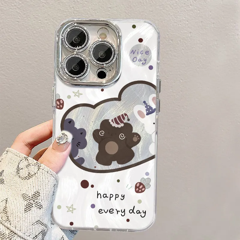 XIANGRIKE TPU Material Bear Plush Phone Case Compatible With IPhone 15/14 Plus/13/12/11/15 Pro Max/XS/XR/XS Max/8 Plus-4