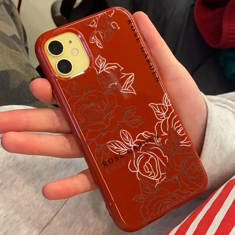 XIANGRIKE TPU Material Line Rose Phone Case Compatible With IPhone 15/14 Plus/13/12/11/15 Pro Max/XS/XR/XS Max/8 Plus-3