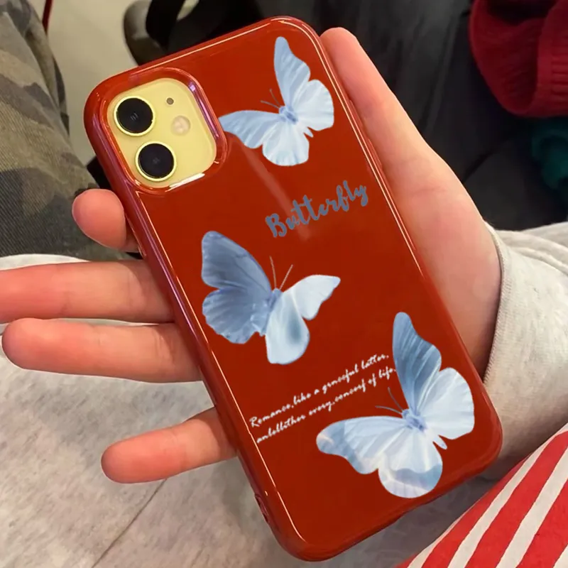 XIANGRIKE TPU Material Butterfly Phone Case Compatible With IPhone 15/14 Plus/13/12/11/15 Pro Max/XS/XR/XS Max/8 Plus-3