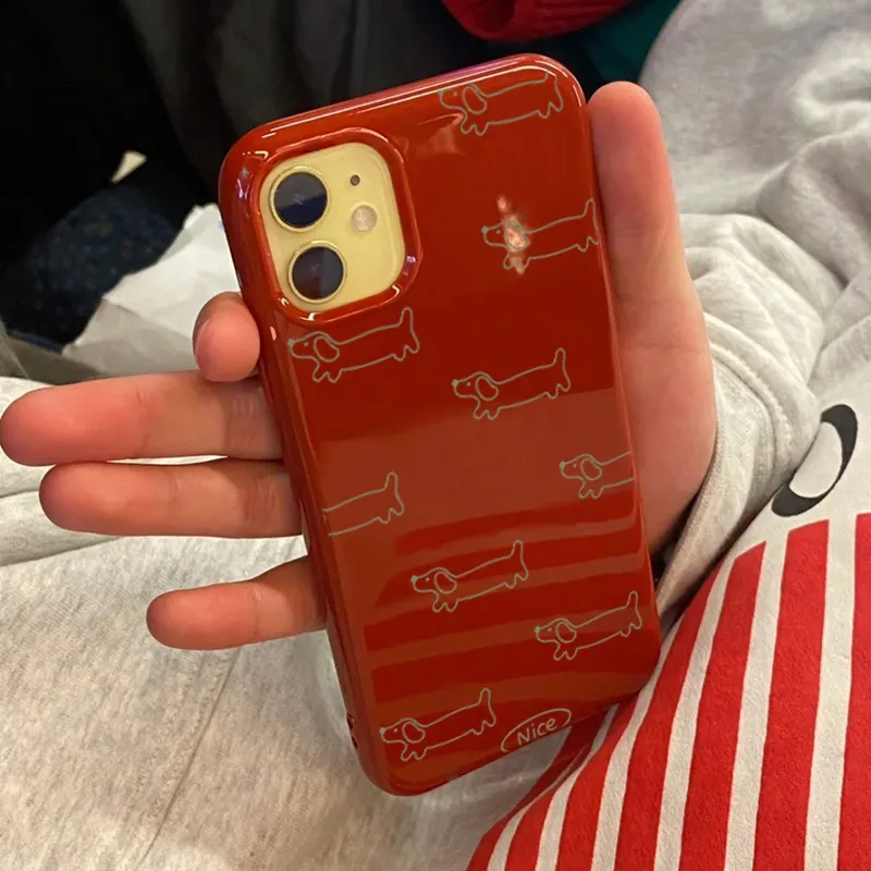 XIANGRIKE TPU Material Line Puppy Phone Case Compatible With IPhone 15/14 Plus/13/12/11/15 Pro Max/XS/XR/XS Max/8 Plus-2