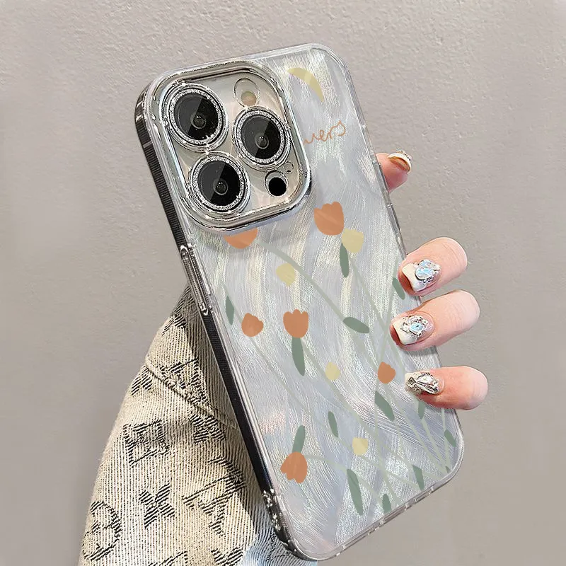 XIANGRIKE TPU Material Tulip Phone Case Compatible With IPhone 15/14 Plus/13/12/11/15 Pro Max/XS/XR/XS Max/8 Plus-3
