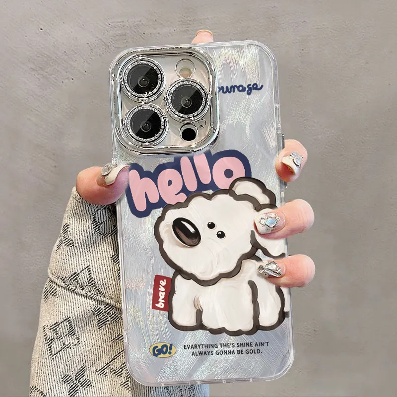 XIANGRIKE TPU Material Hello Puppy Phone Case Compatible With IPhone 15/14 Plus/13/12/11/15 Pro Max/XS/XR/XS Max/8 Plus-2