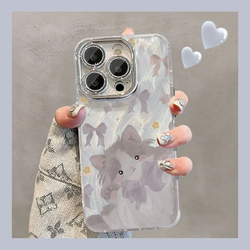 XIANGRIKE TPU Material Cute Kitten Phone Case Compatible With IPhone 15/14 Plus/13/12/11/15 Pro Max/XS/XR/XS Max/8 Plus-1
