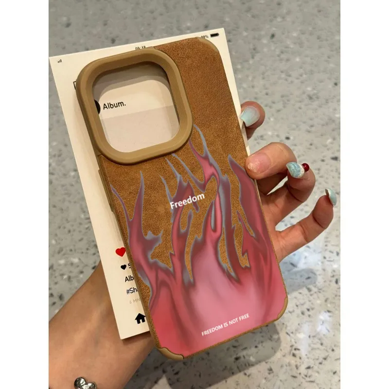 XIANGRIKE TPU Material Pink Flame Phone Case Compatible With IPhone 15/14 Plus/13/12/11/15 Pro Max/XS/XR/XS Max/8 Plus-1