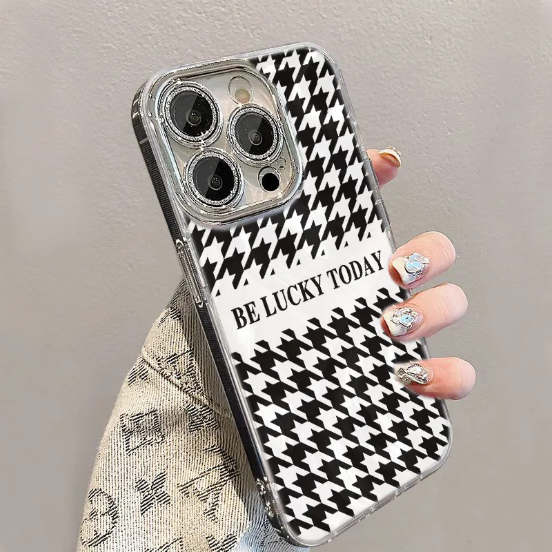 XIANGRIKE TPU Material Houndstooth Phone Case Compatible With IPhone 15/14 Plus/13/12/11/15 Pro Max/XS/XR/XS Max/8 Plus-3
