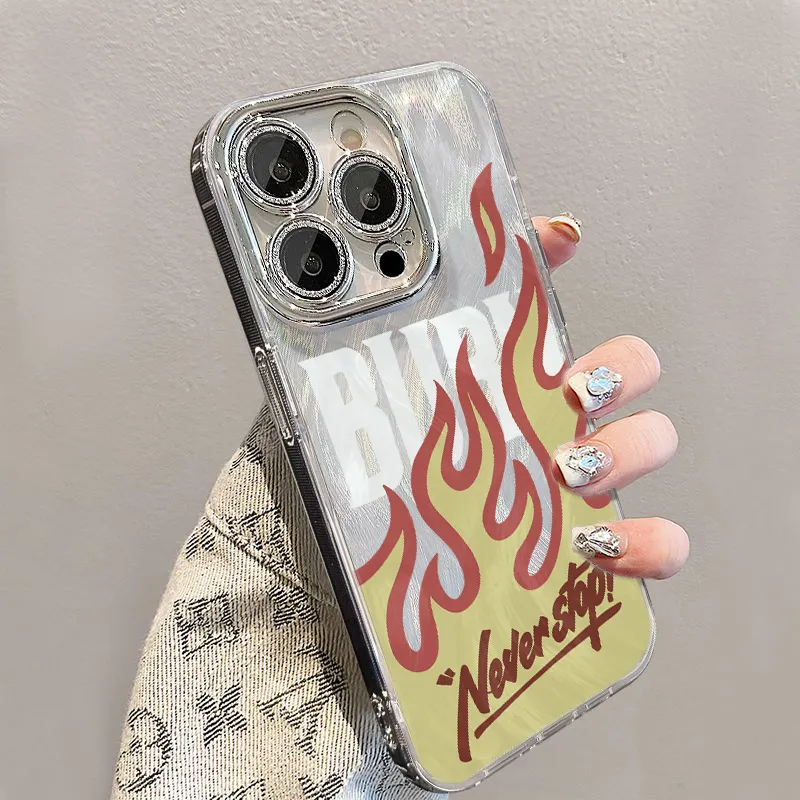 XIANGRIKE TPU Material Flame White Phone Case Compatible With IPhone 15/14 Plus/13/12/11/15 Pro Max/XS/XR/XS Max/8 Plus-3