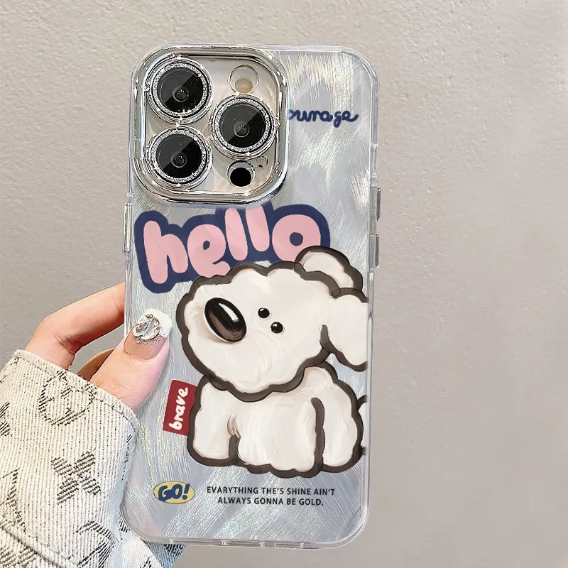 XIANGRIKE TPU Material Hello Puppy Phone Case Compatible With IPhone 15/14 Plus/13/12/11/15 Pro Max/XS/XR/XS Max/8 Plus-4