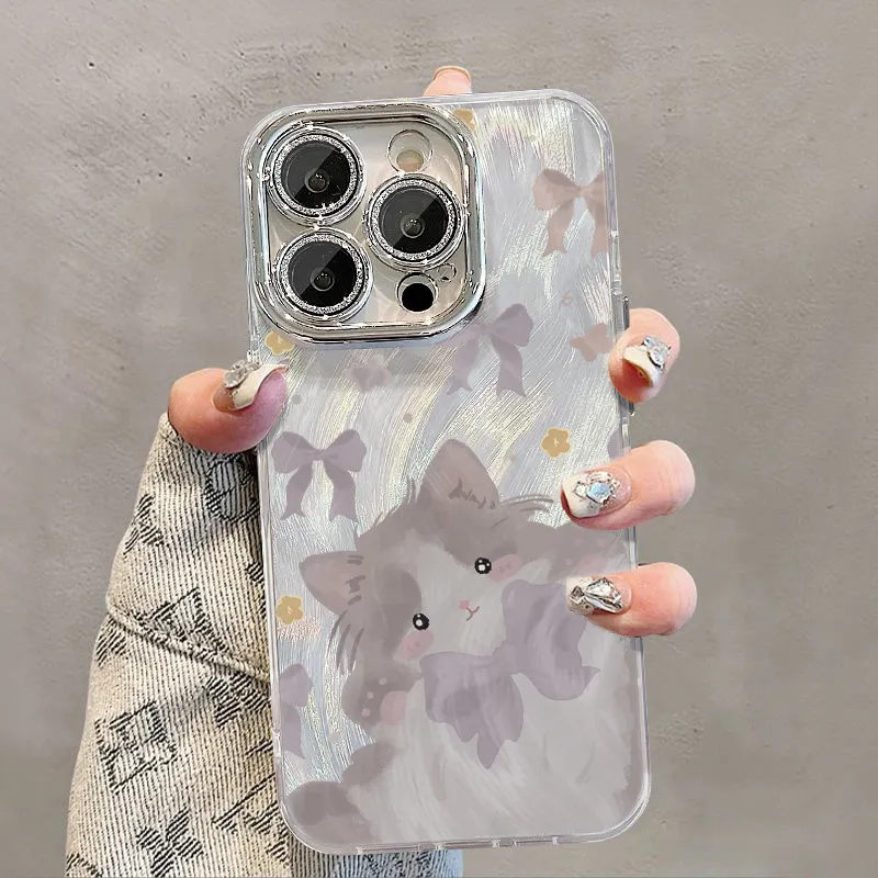 XIANGRIKE TPU Material Cute Kitten Phone Case Compatible With IPhone 15/14 Plus/13/12/11/15 Pro Max/XS/XR/XS Max/8 Plus-2