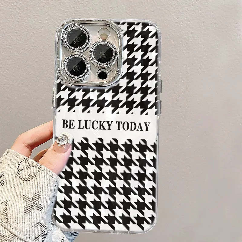 XIANGRIKE TPU Material Houndstooth Phone Case Compatible With IPhone 15/14 Plus/13/12/11/15 Pro Max/XS/XR/XS Max/8 Plus-4