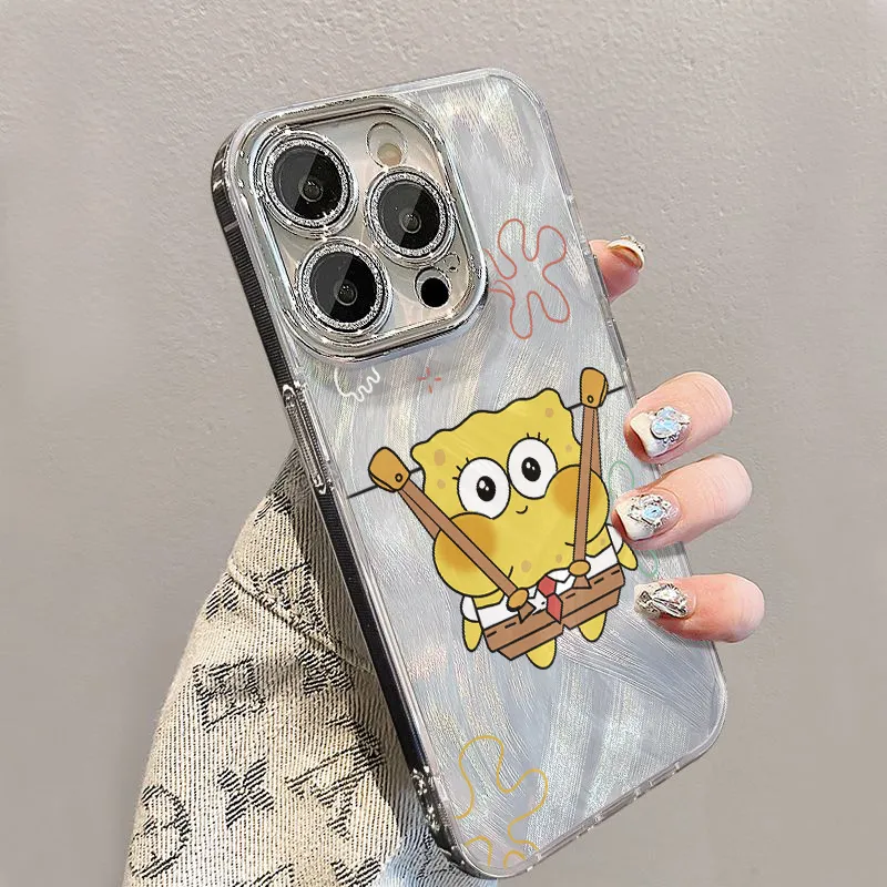 XIANGRIKE TPU Material SpongeBob Phone Case Compatible With IPhone 15/14 Plus/13/12/11/15 Pro Max/XS/XR/XS Max/8 Plus-3