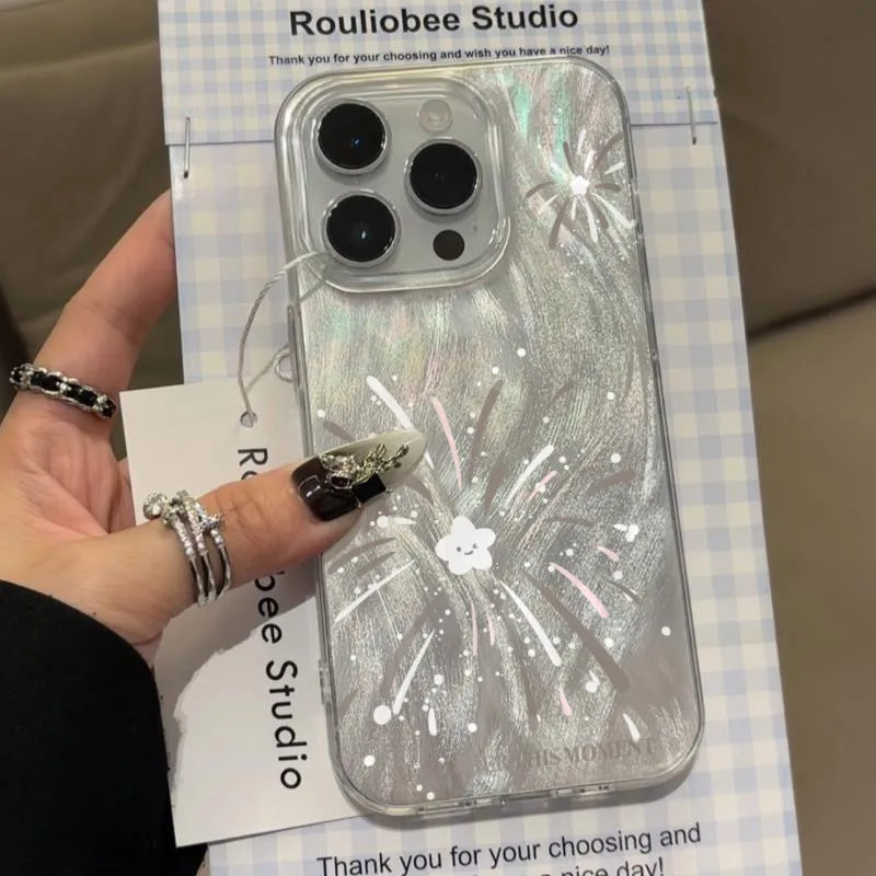 KESHIXIONG TPU Material White Star Phone Case Compatible With IPhone 15/14 Plus/13/12/11/15 Pro Max/XS/XR/XS Max/8 Plus-3