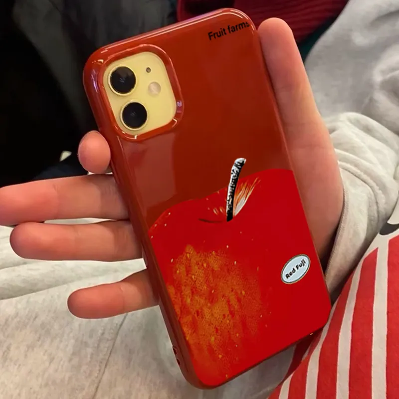 XIANGRIKE TPU Material Red Apple Phone Case Compatible With IPhone 15/14 Plus/13/12/11/15 Pro Max/XS/XR/XS Max/8 Plus-1