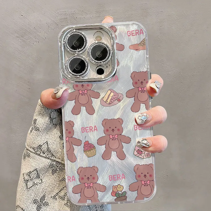 XIANGRIKE TPU Material Toy Bear Phone Case Compatible With IPhone 15/14 Plus/13/12/11/15 Pro Max/XS/XR/XS Max/8 Plus-2