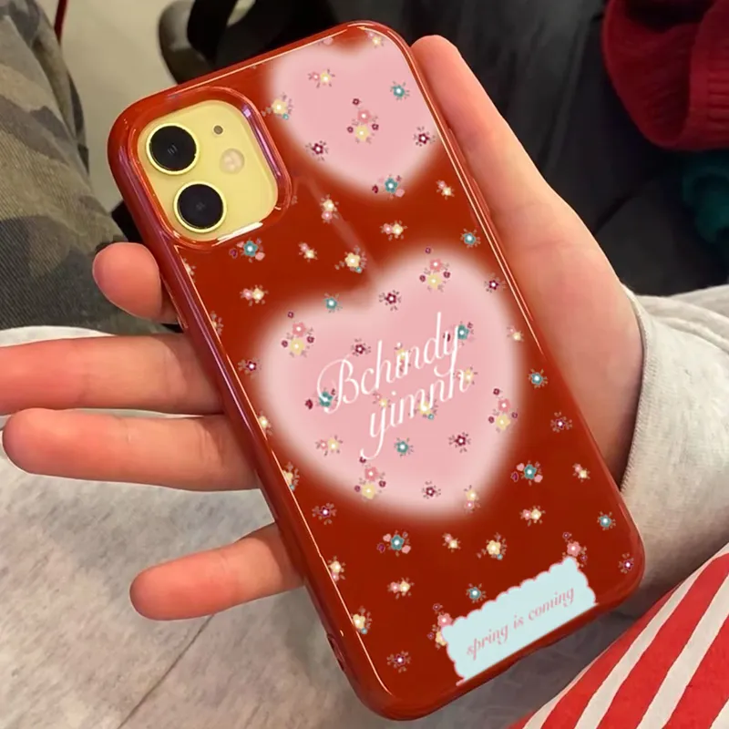 XIANGRIKE TPU Material Pink Heart Phone Case Compatible With IPhone 15/14 Plus/13/12/11/15 Pro Max/XS/XR/XS Max/8 Plus-3