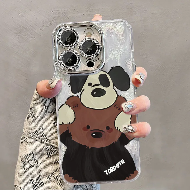 XIANGRIKE TPU Material Bear Shaped Phone Case Compatible With IPhone 15/14 Plus/13/12/11/15 Pro Max/XS/XR/XS Max/8 Plus-2