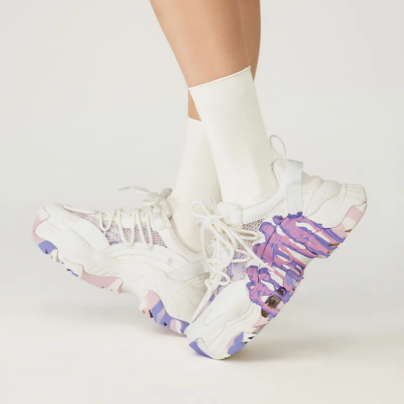 VITTORIO VENTURA Low Top Chunky Sneakers 6cm Women's Purple Pink Graffiti-5