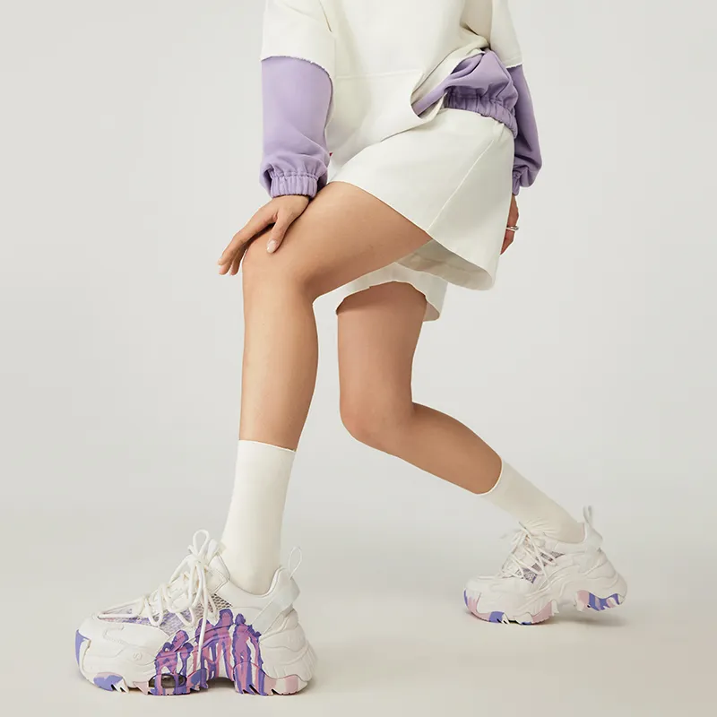 VITTORIO VENTURA Low Top Chunky Sneakers 6cm Women's Purple Pink Graffiti-4