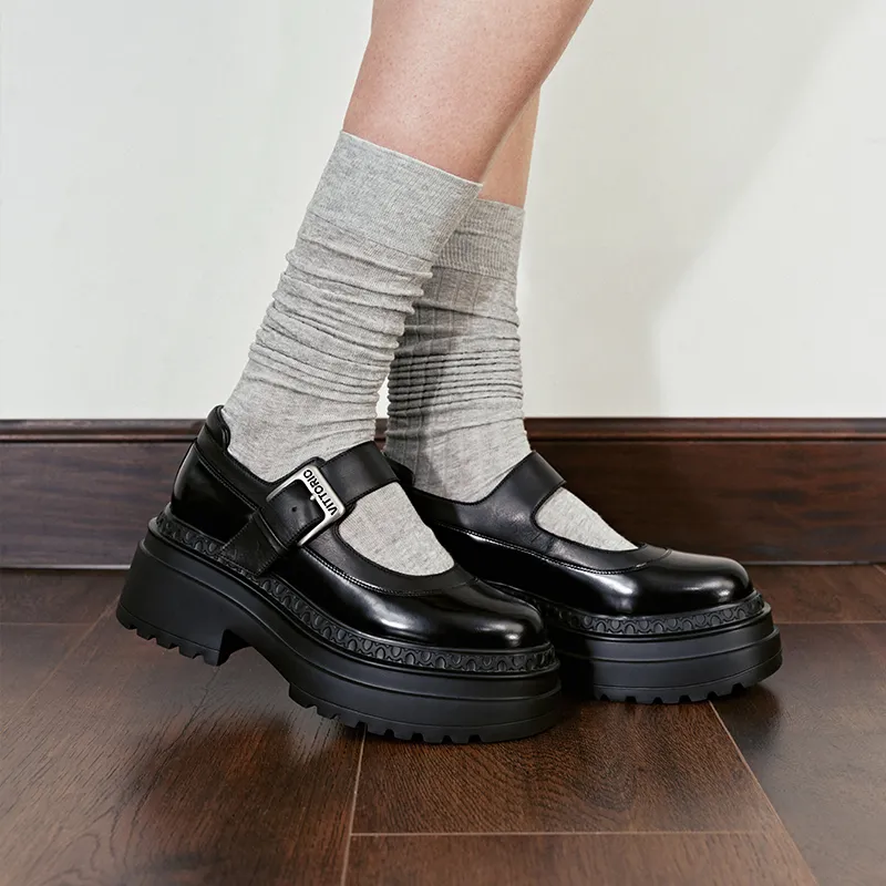 VITTORIO VENTURA Mary Jane Loafers 8cm Women's Black-5