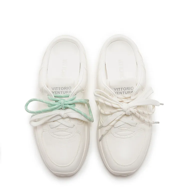 VITTORIO VENTURA German Army Style Low Top Casual Slippers Women's White-3