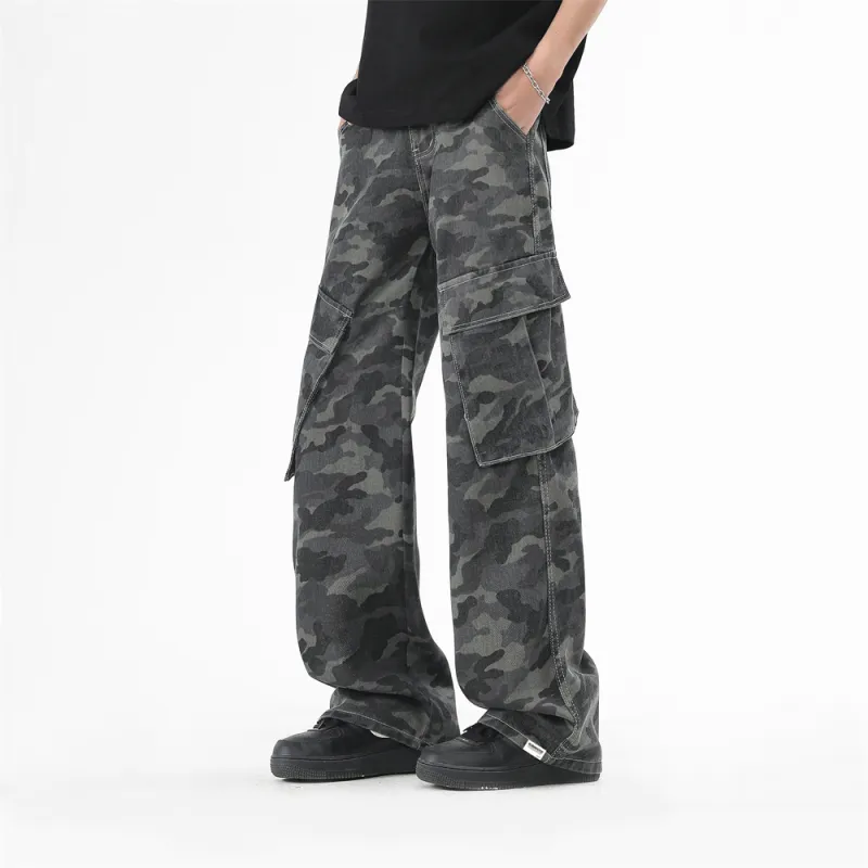 ROBINHOOD Cargo Pants Unisex Camouflage Gray-4