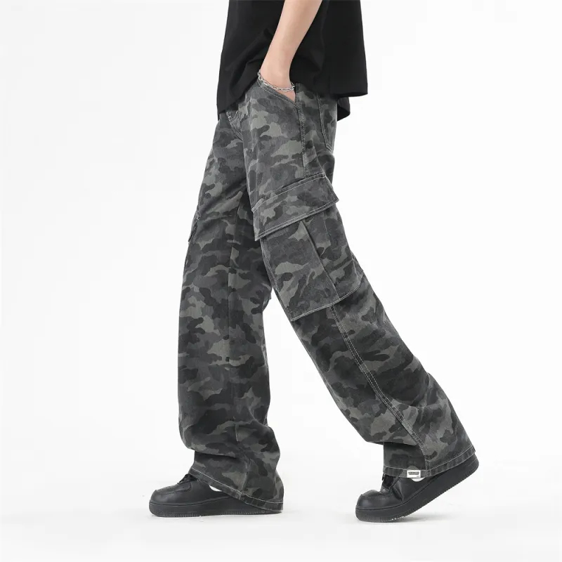 ROBINHOOD Cargo Pants Unisex Camouflage Gray-1