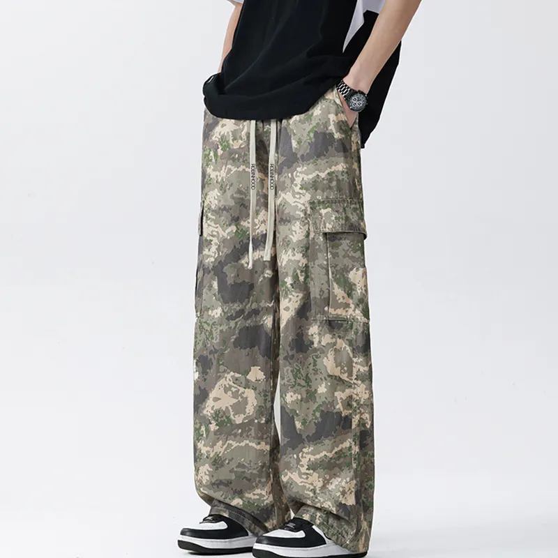 ROBINHOOD Casual Pants Unisex Green Yellow Camouflage-2