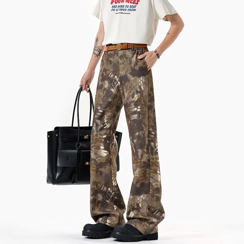 ROBINHOOD Jeans Unisex Coffee Snakeskin Print-3