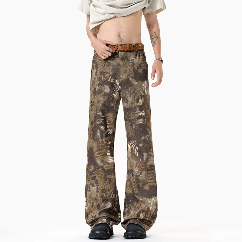 ROBINHOOD Jeans Unisex Coffee Snakeskin Print-4
