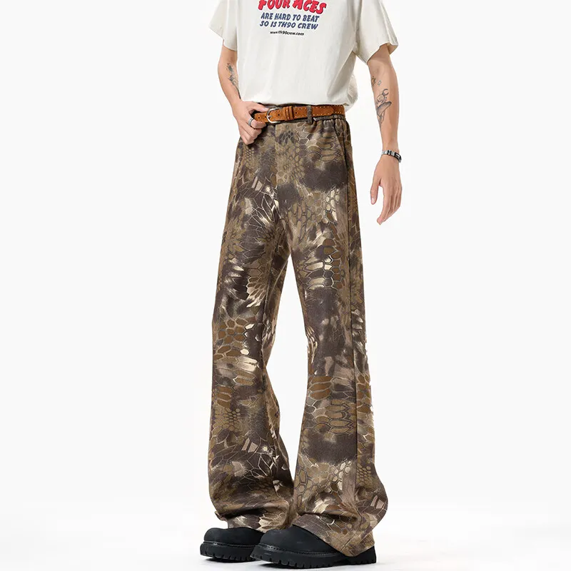 ROBINHOOD Jeans Unisex Coffee Snakeskin Print-2