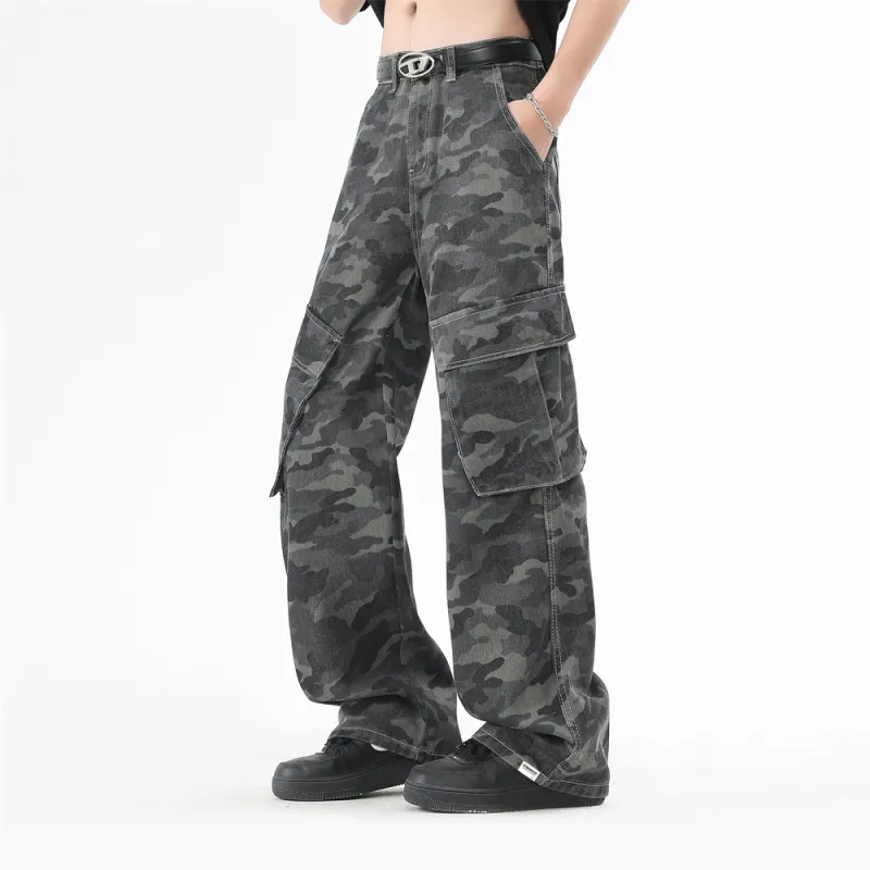 ROBINHOOD Cargo Pants Unisex Camouflage Gray-2