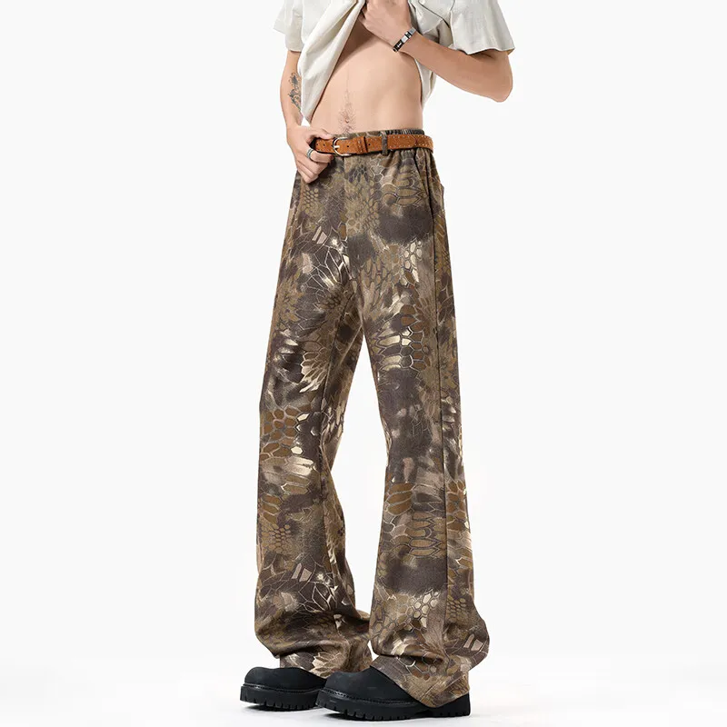 ROBINHOOD Jeans Unisex Coffee Snakeskin Print-5