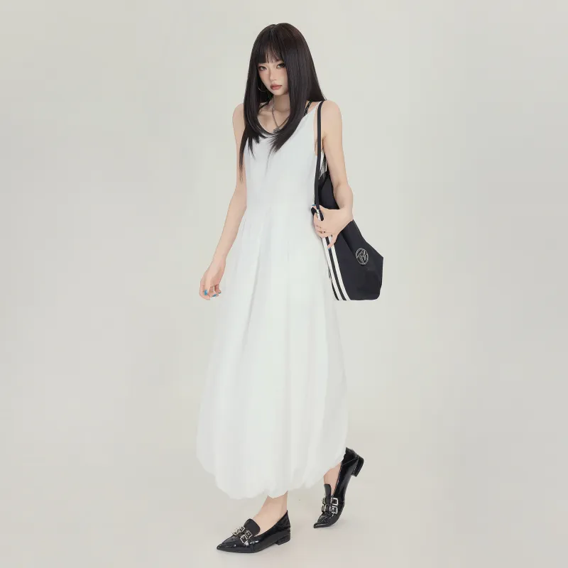 Rose Slip Dresses Women's White-4