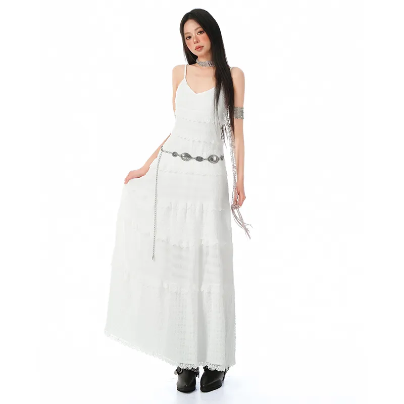 Rose Slip Dress Women's White Camisole Dress-5