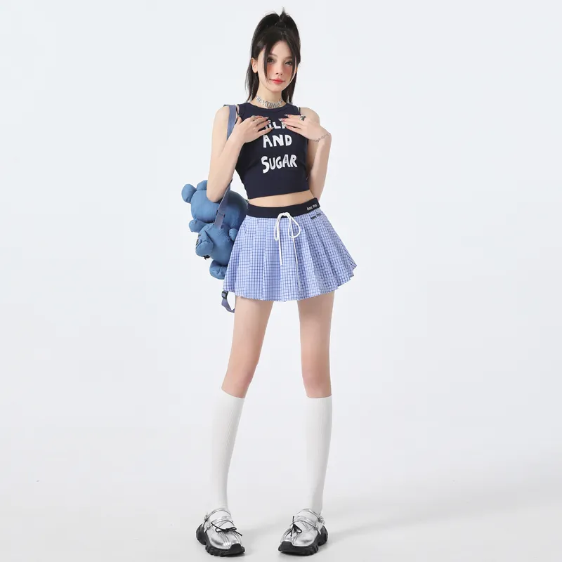 Rose Casual Short Skirts Women's Blue-1